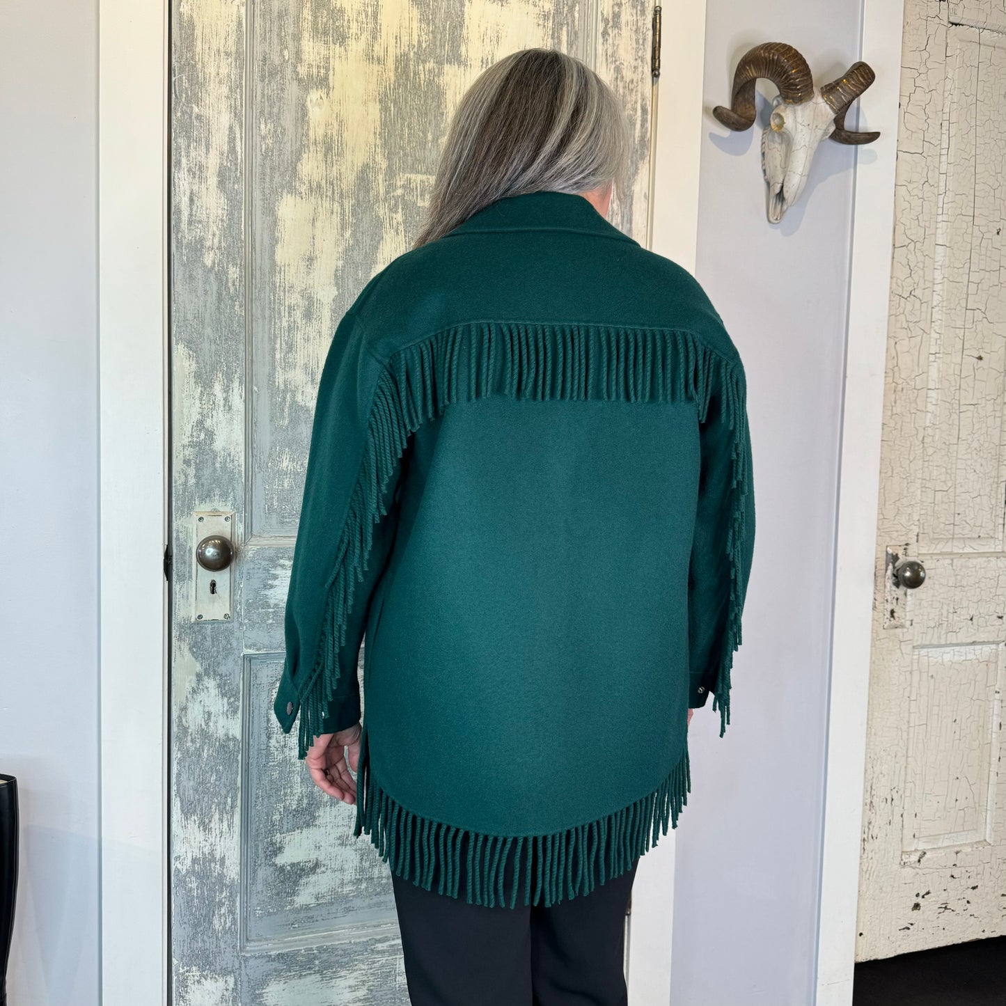 Sandro Fringe Green Jacket