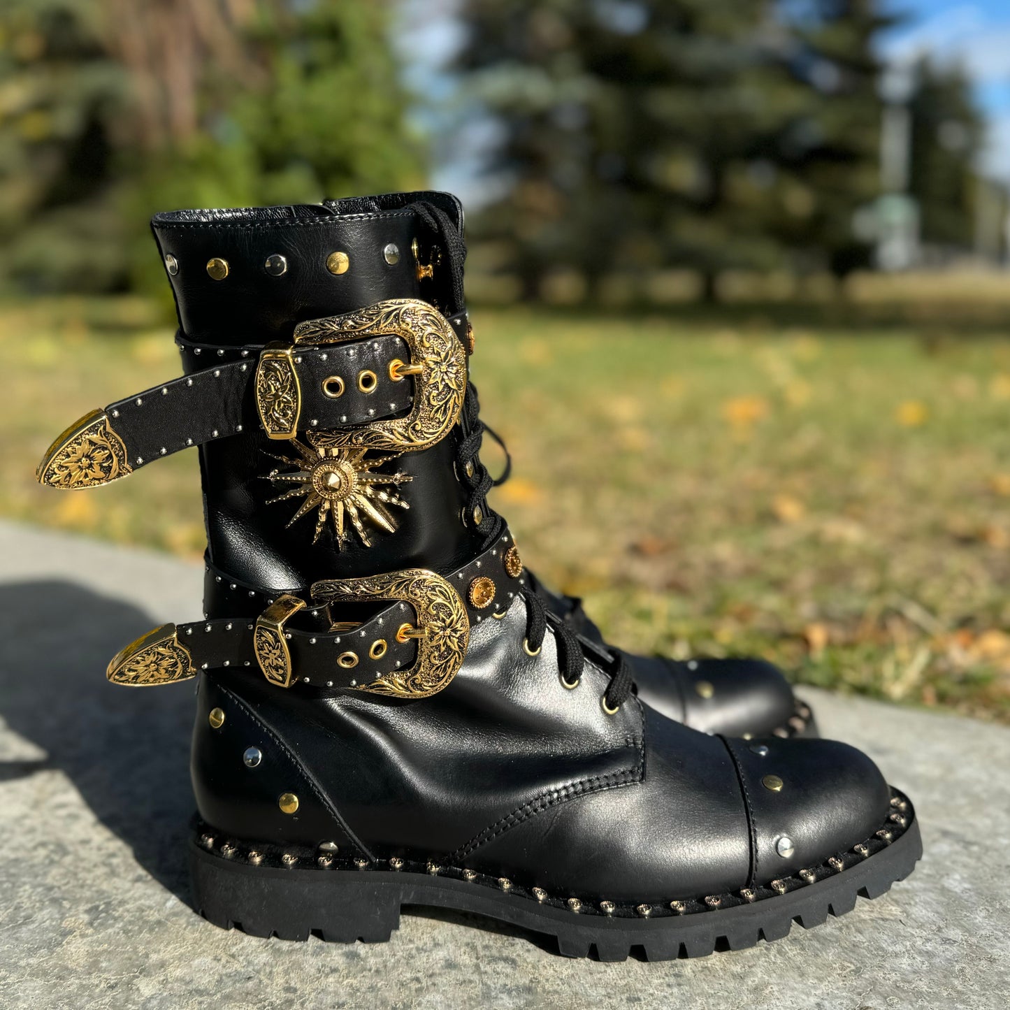 Fausto Puglisi Embellished Combat Boots