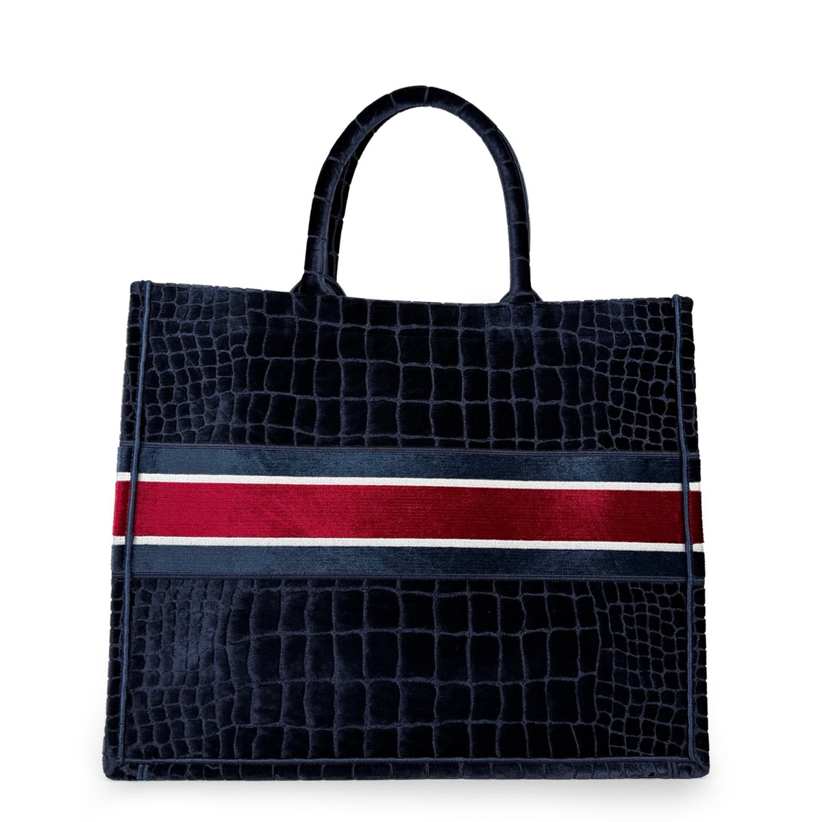 Christian Dior Velvet Croc-Embossed Book Tote Bag