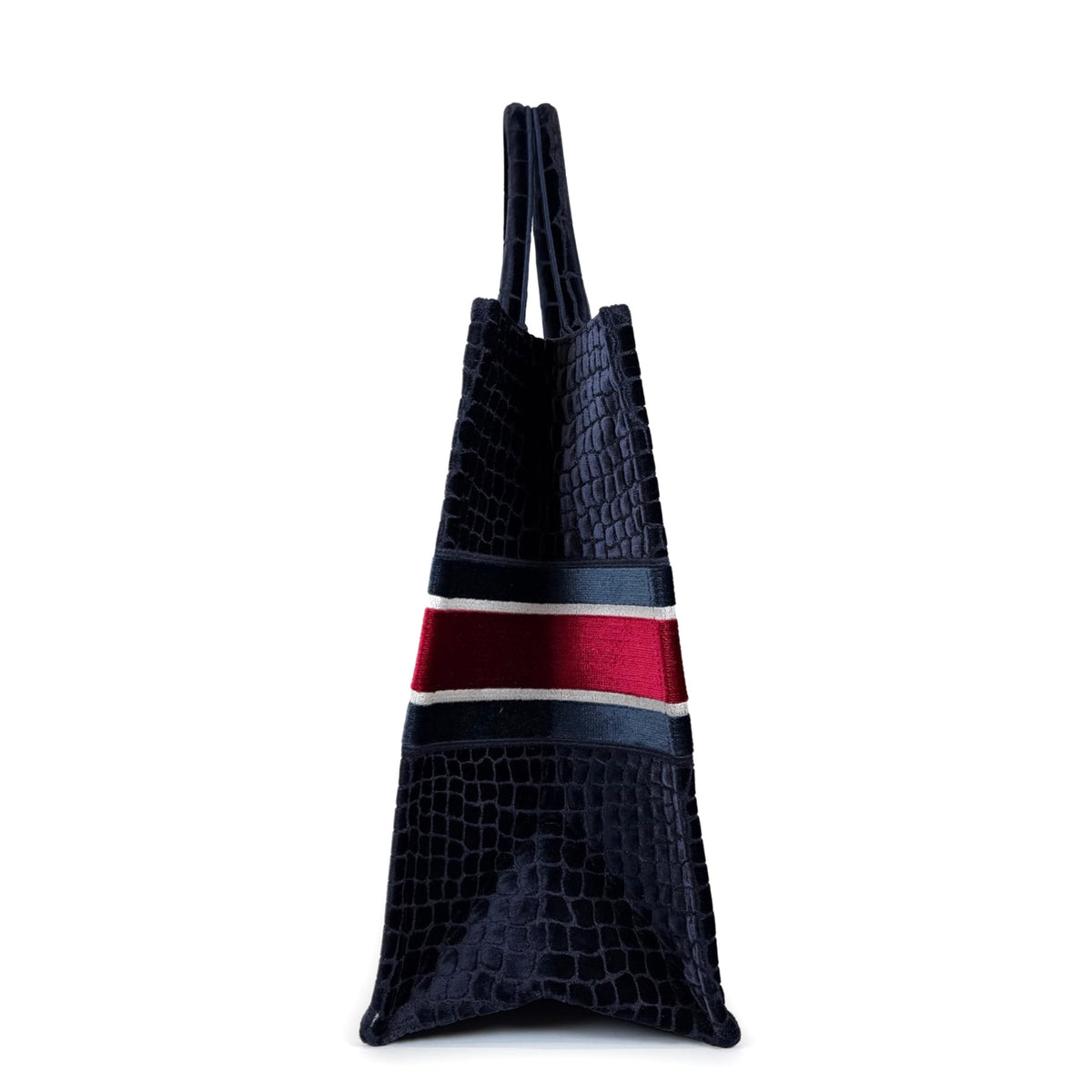 Christian Dior Velvet Croc-Embossed Book Tote Bag
