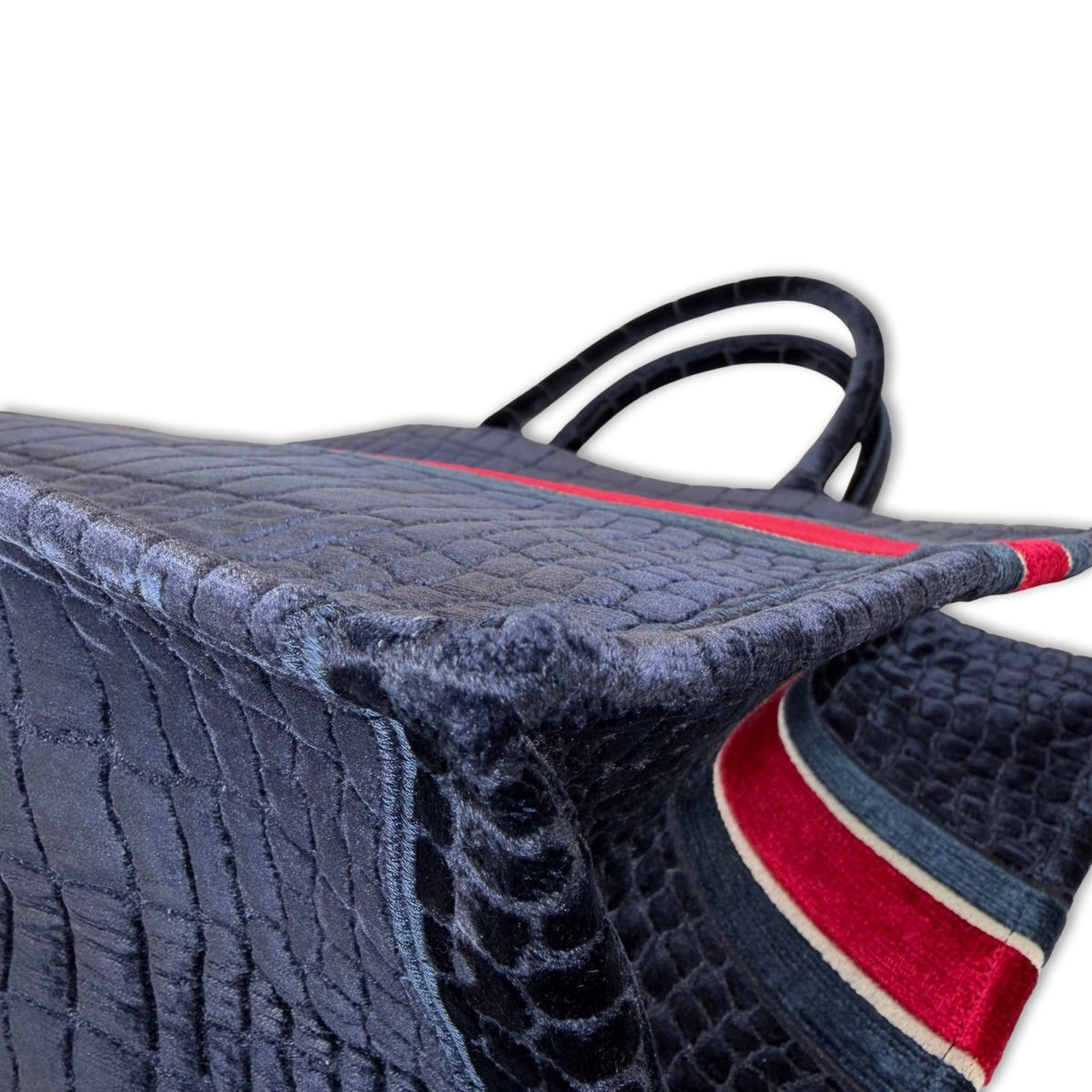 Christian Dior Velvet Croc-Embossed Book Tote Bag