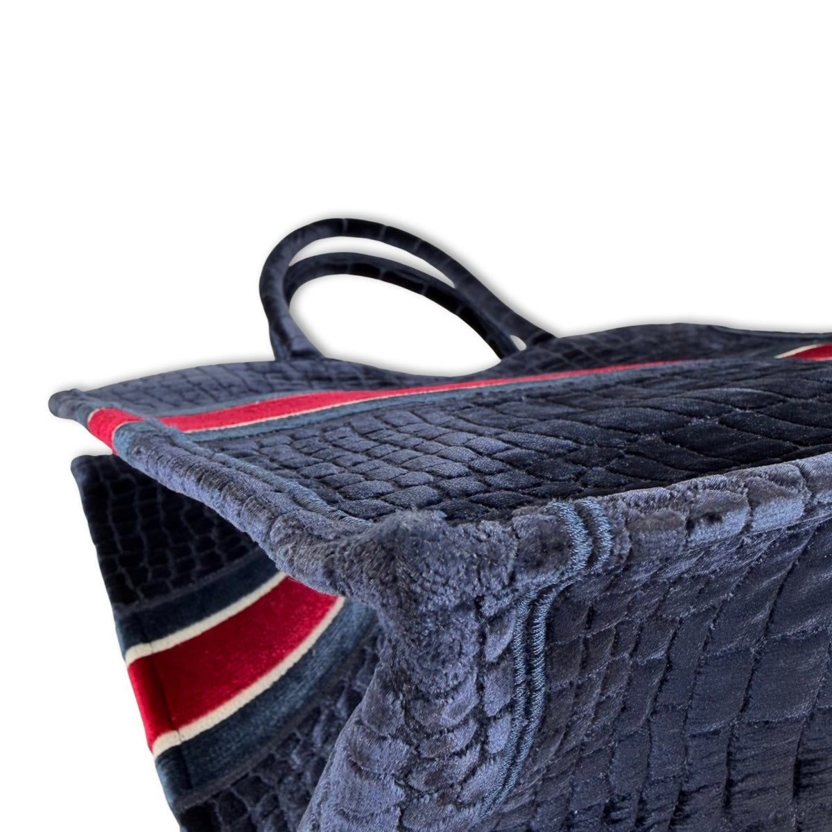 Christian Dior Velvet Croc-Embossed Book Tote Bag