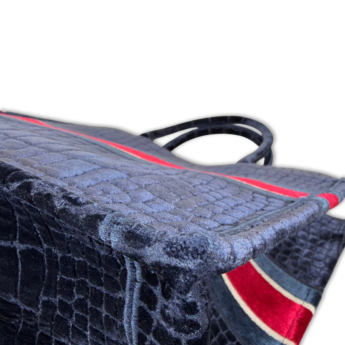Christian Dior Velvet Croc-Embossed Book Tote Bag