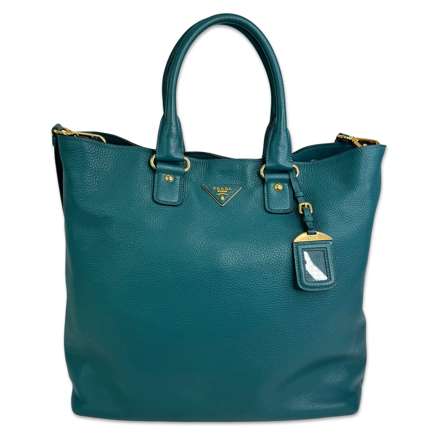 Prada Vitello Daino Turquoise Tote Bag