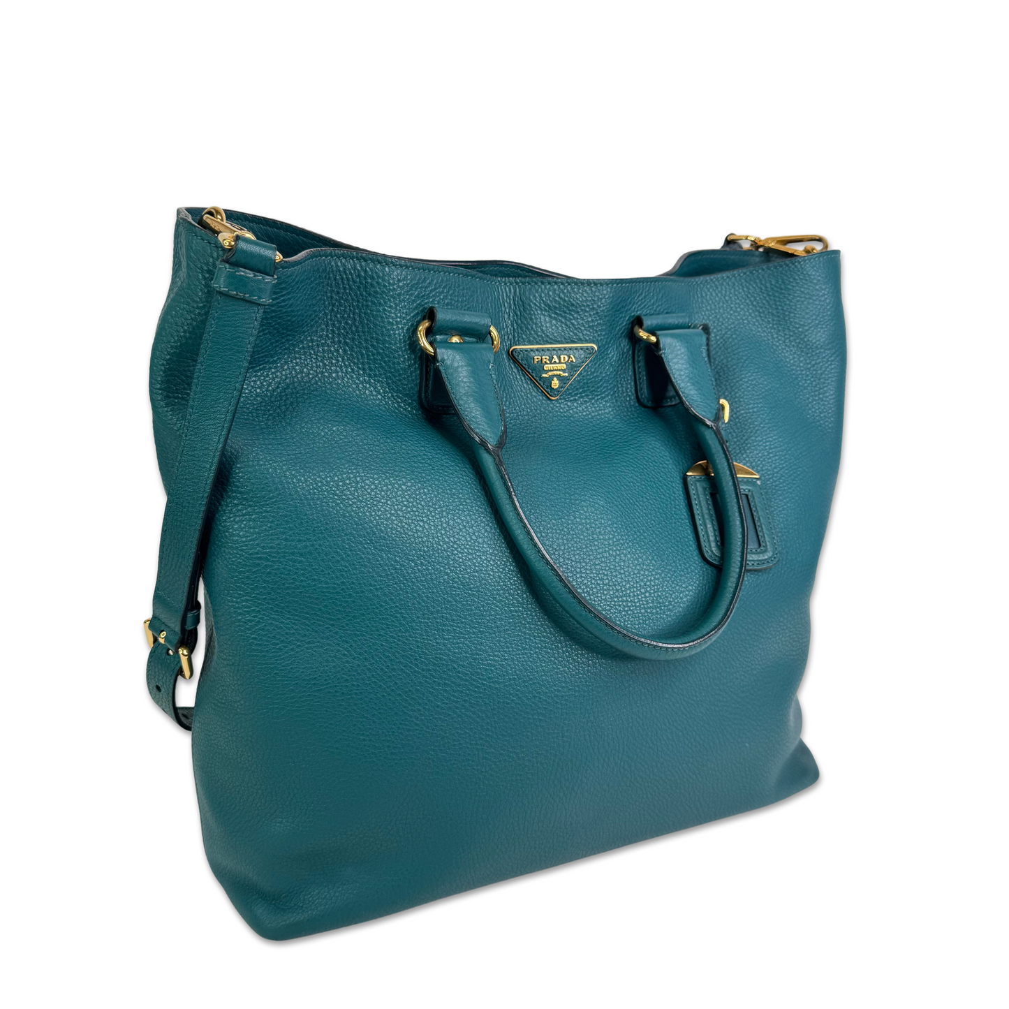 Prada Vitello Daino Turquoise Tote Bag