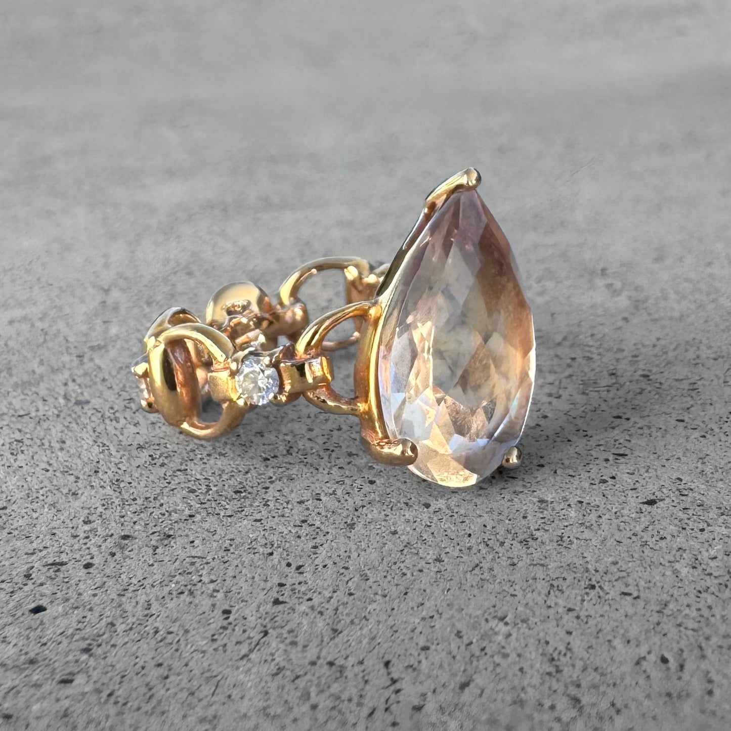 Gucci Horsebit Rose Gold White Topaz and Diamonds Ring