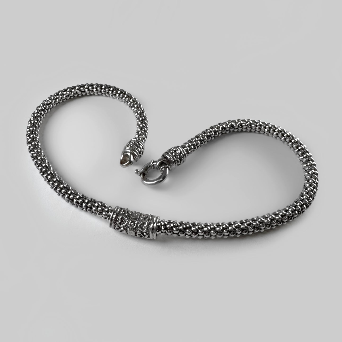 Yellow Gold Accents and Diamonds Sterling Silver Popcorn Link Necklace