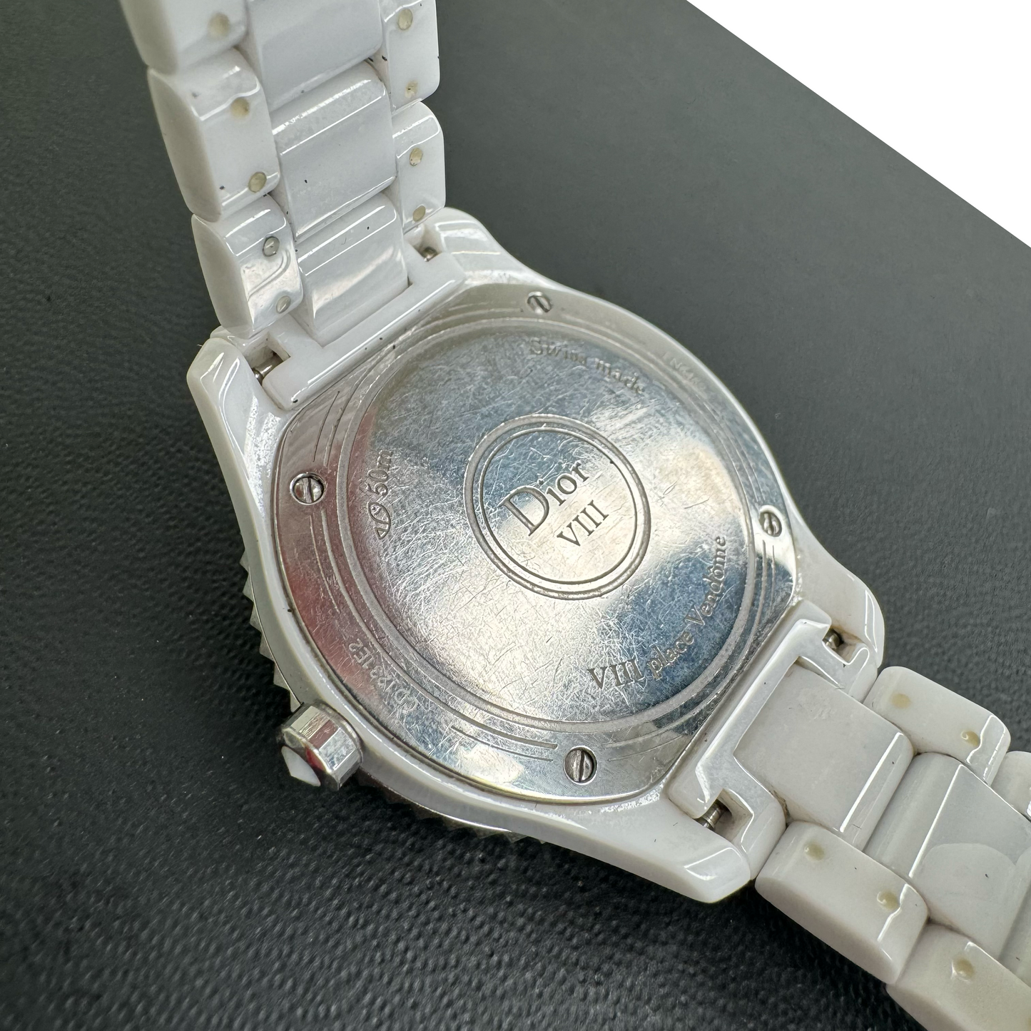 Dior VIII White Ceramic Steel Diamond Silver Dial Watch