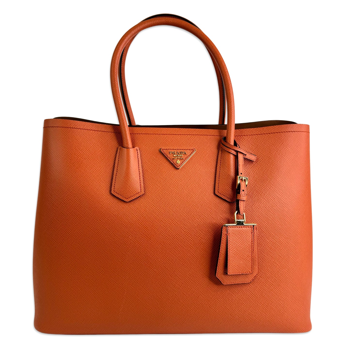 Prada Saffiano Leather Papaya Tote Bag