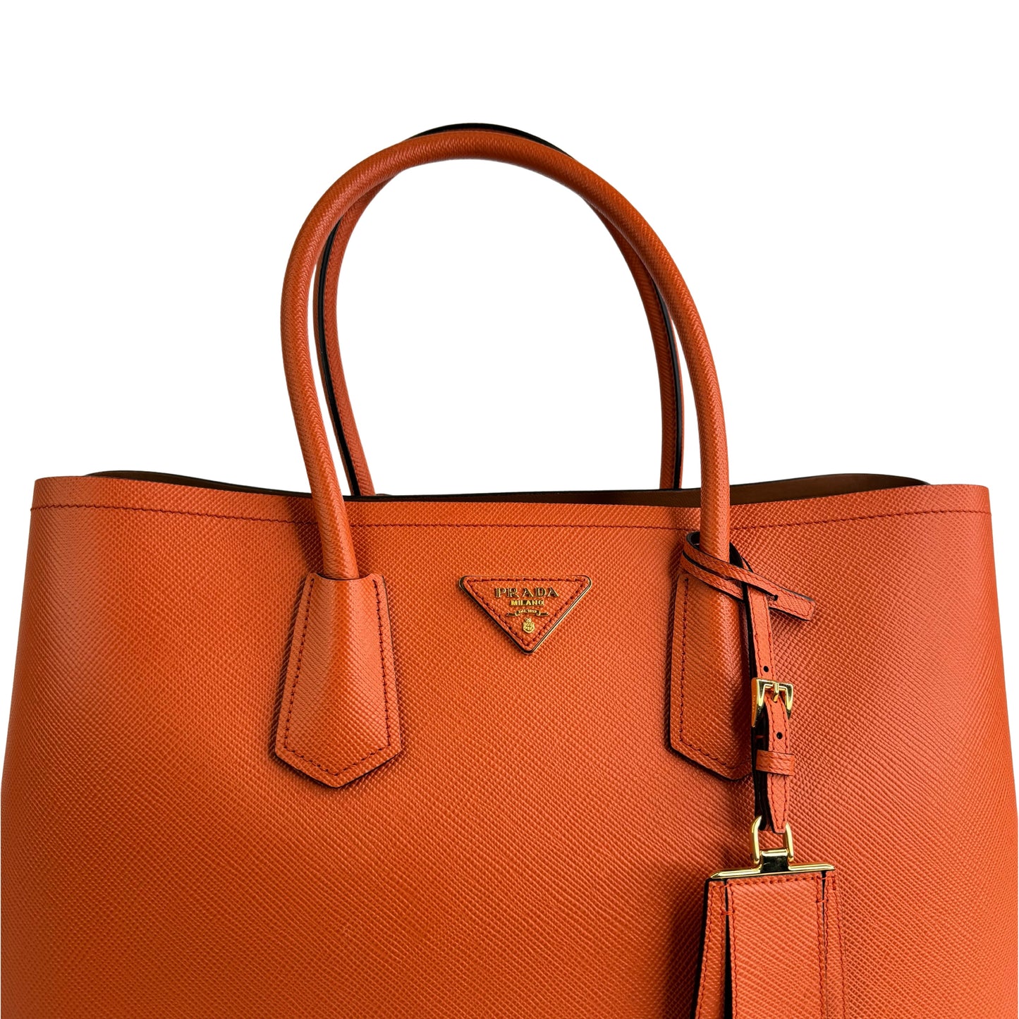 Prada Saffiano Leather Papaya Tote Bag