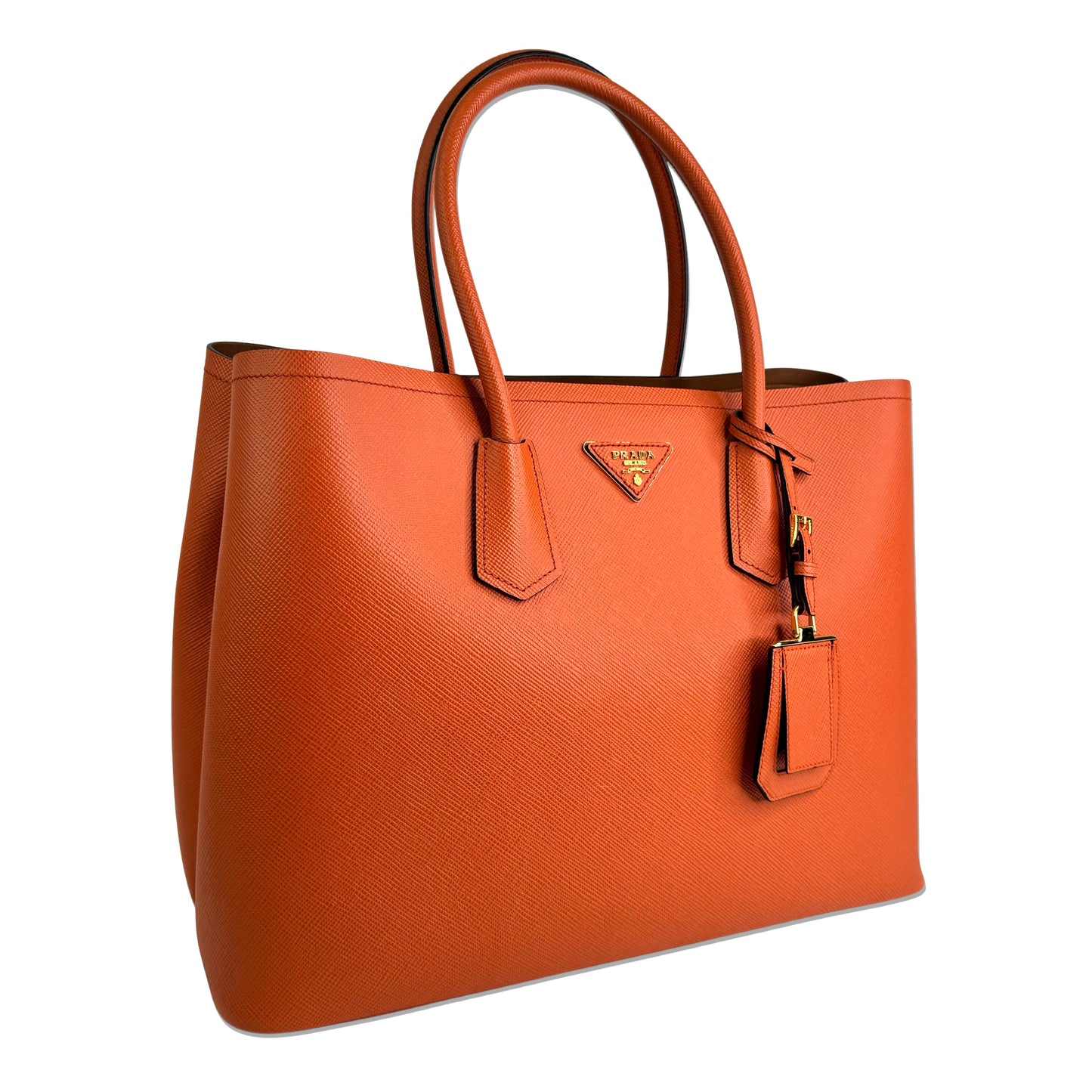 Prada Saffiano Leather Papaya Tote Bag