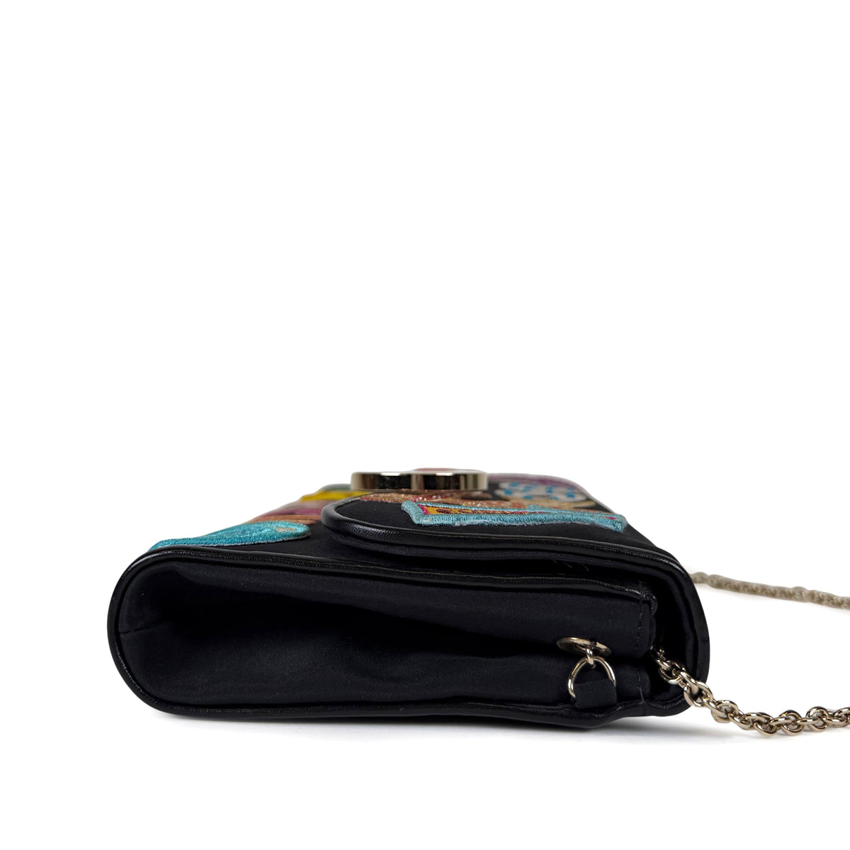 Christian Louboutin Canvas Patch Letters Riviera Clutch on Chain