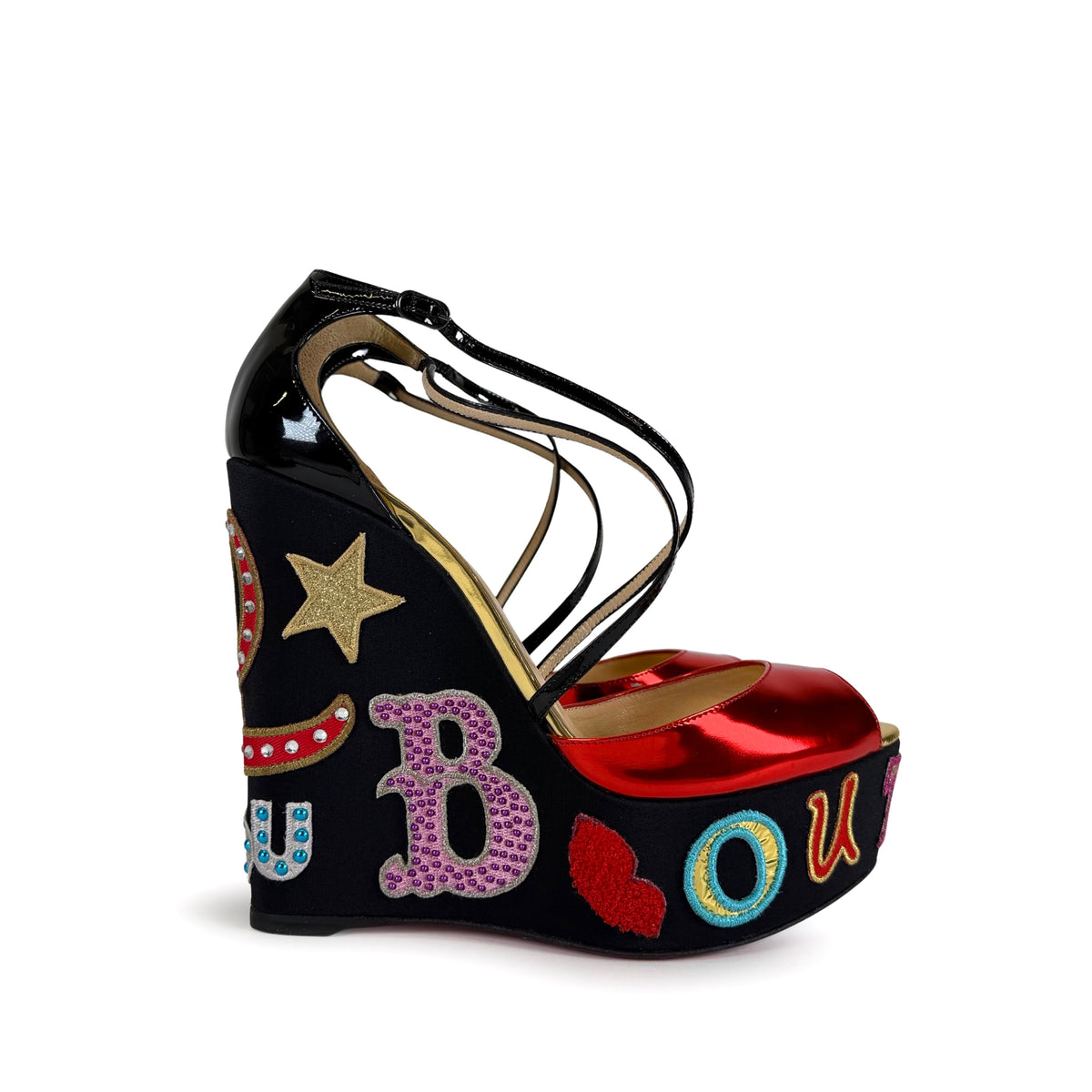 Christian Louboutin Loubi Zeppa Crisscross Wedges