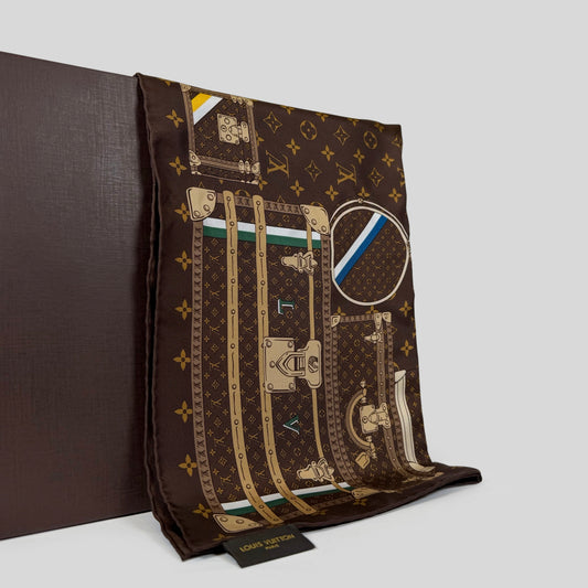 Louis Vuitton Monogram Trunks Silk Square Scarf