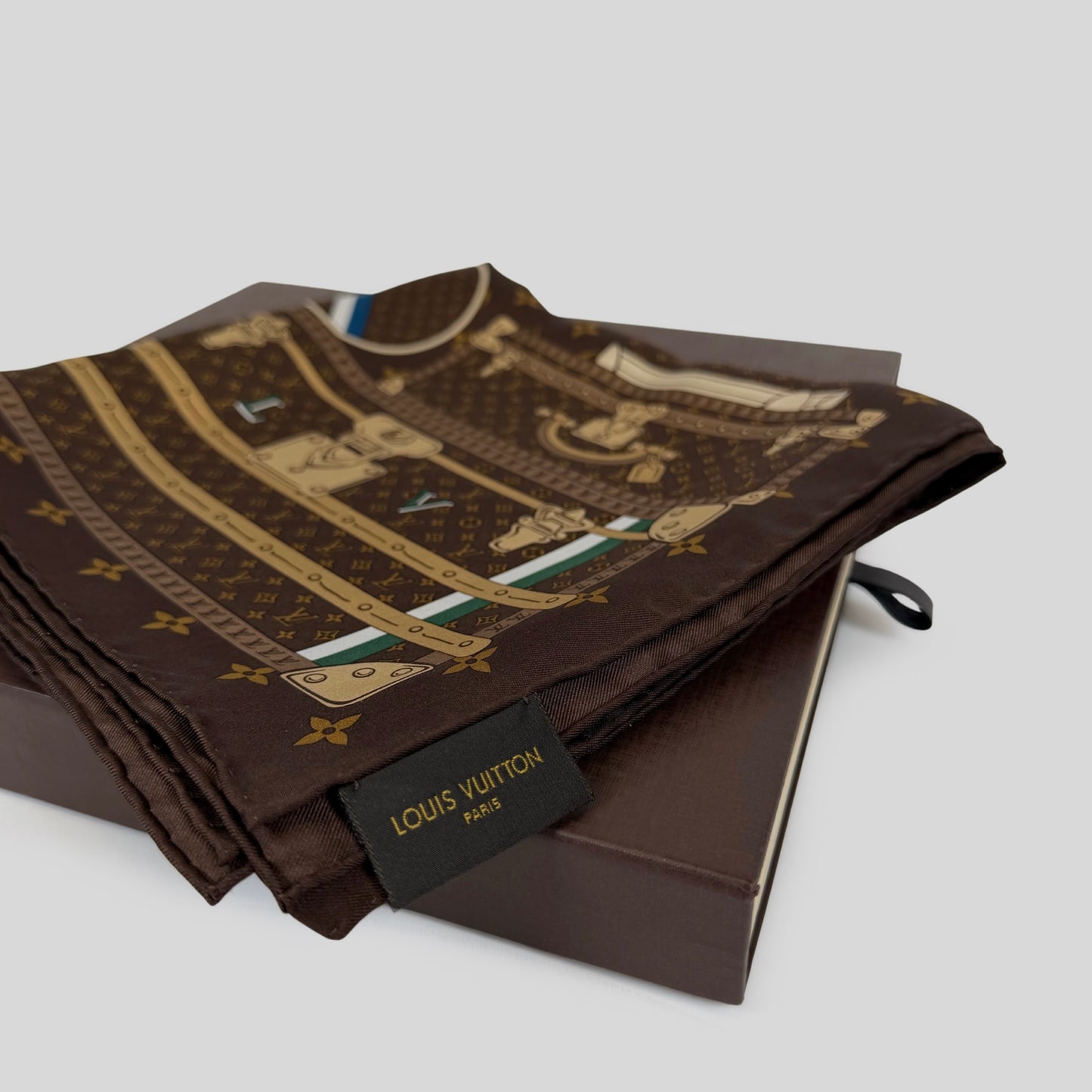 Louis Vuitton Monogram Trunks Silk Square Scarf