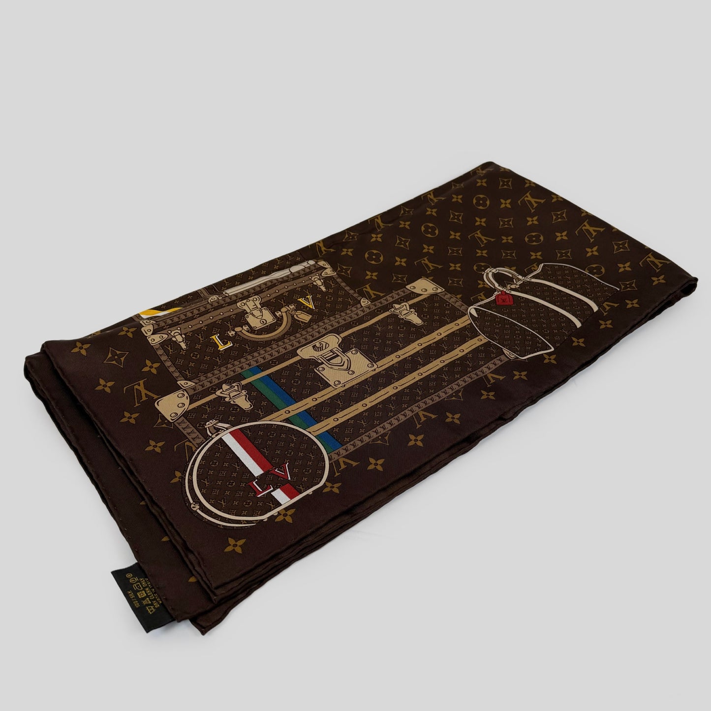 Louis Vuitton Monogram Trunks Silk Square Scarf