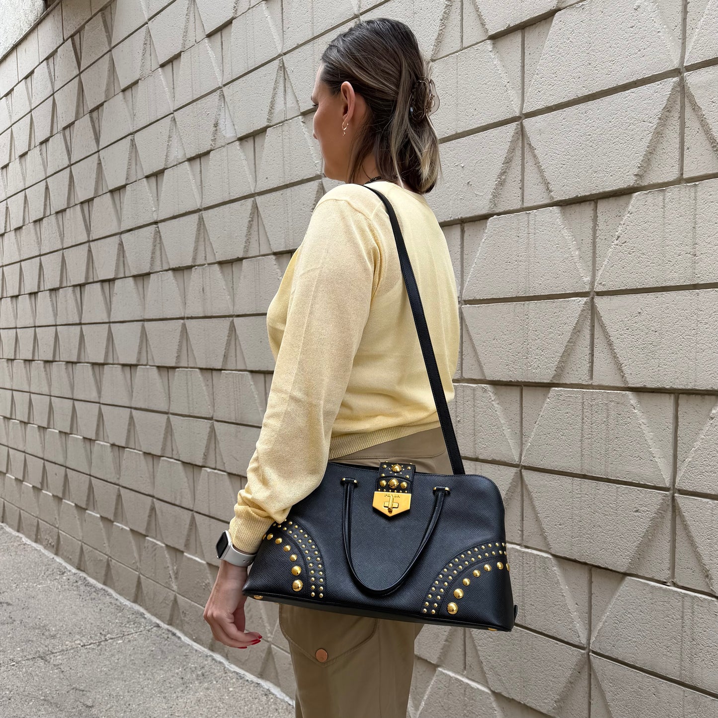 Prada Promenade Studded Satchel