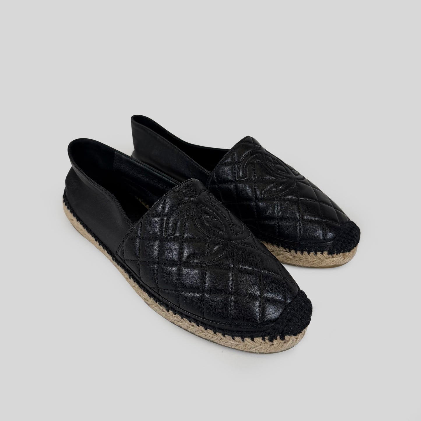 Chanel Quilted Lambskin Leather CC Espadrilles