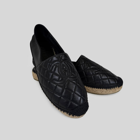 Chanel Quilted Lambskin Leather CC Espadrilles