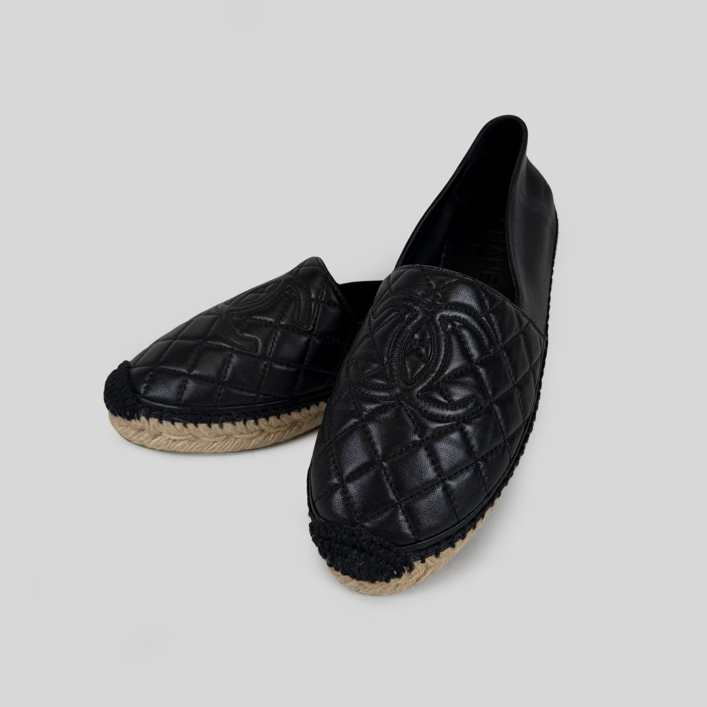 Chanel Quilted Lambskin Leather CC Espadrilles