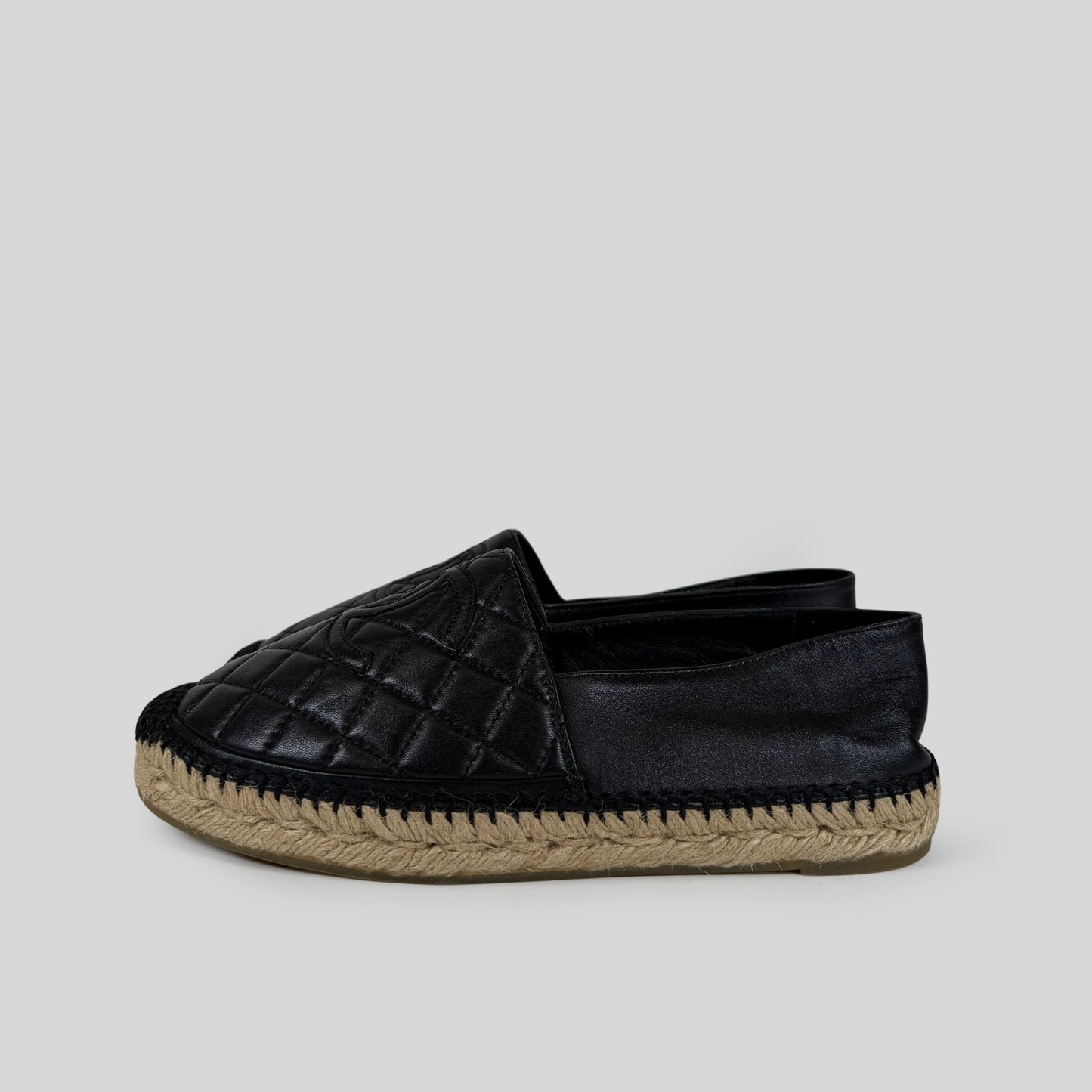 Chanel Quilted Lambskin Leather CC Espadrilles