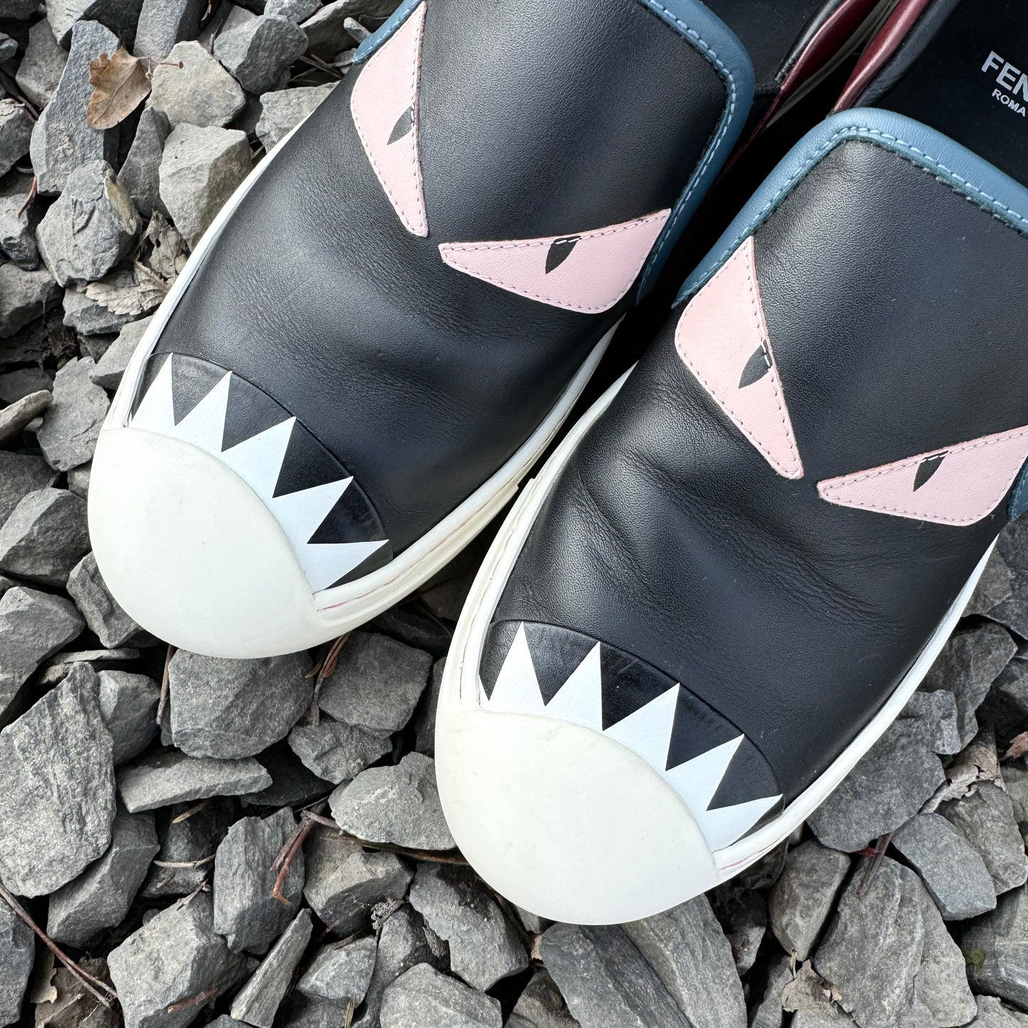 Fendi Multicolor Leather Monster Slip On Sneakers