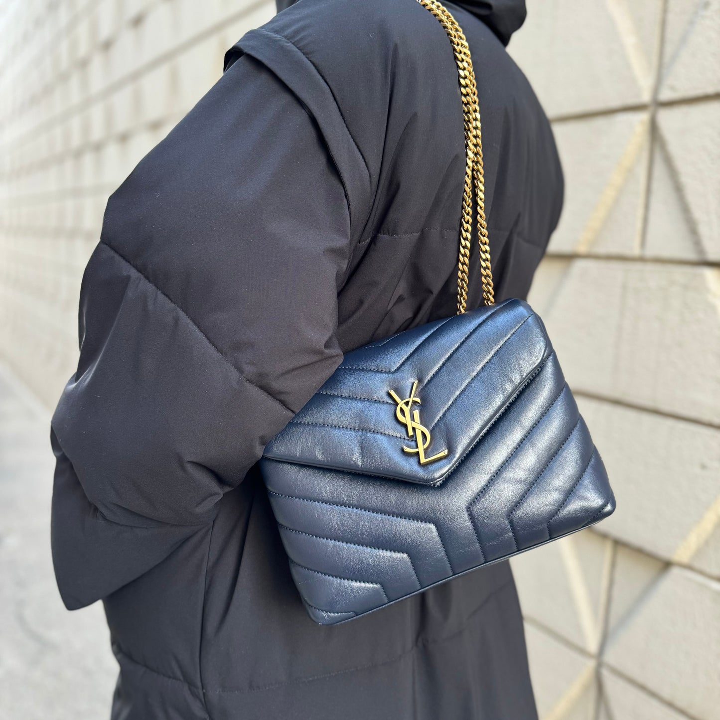 Saint Laurent Loulou Navy Small Chain Bag