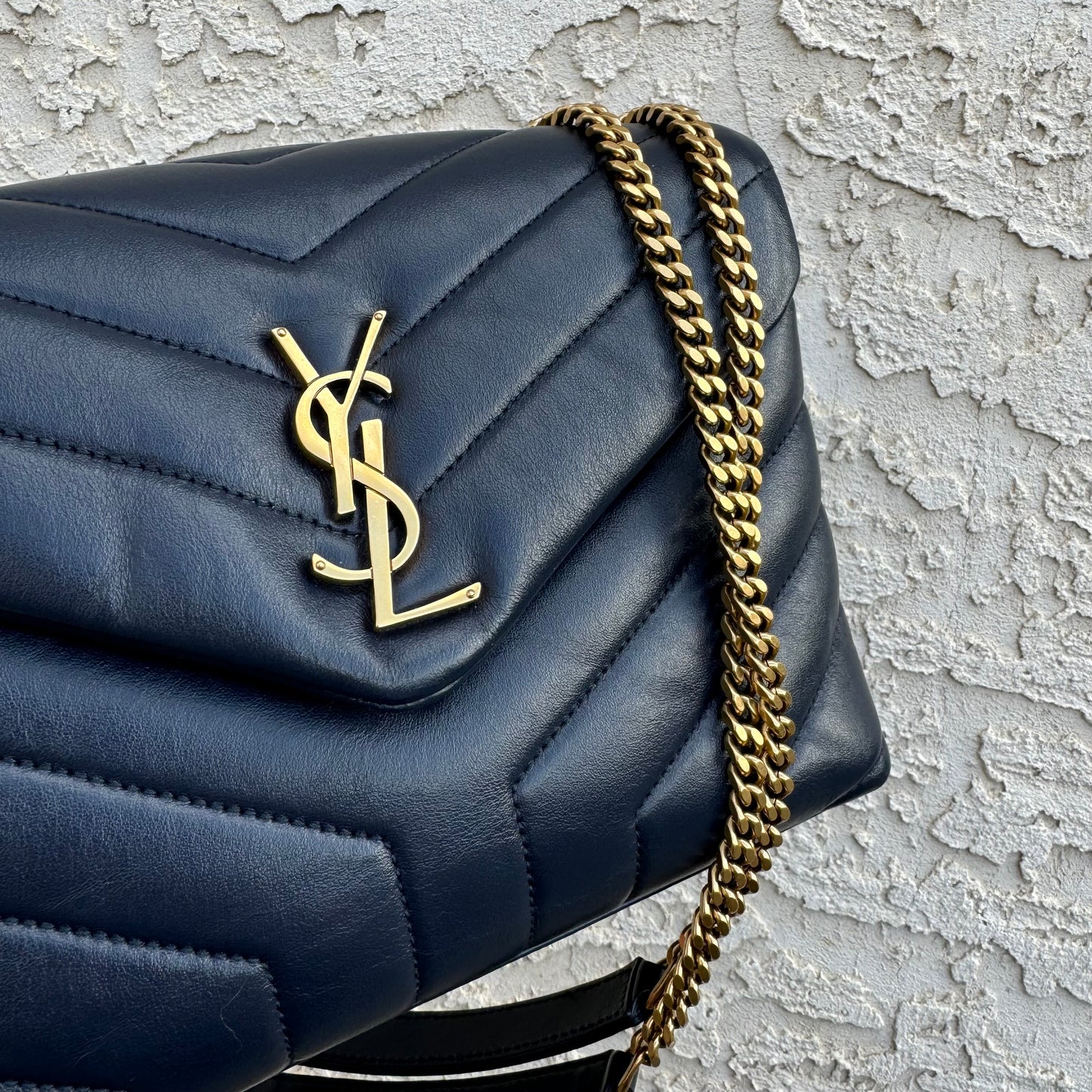 Saint Laurent Loulou Navy Small Chain Bag