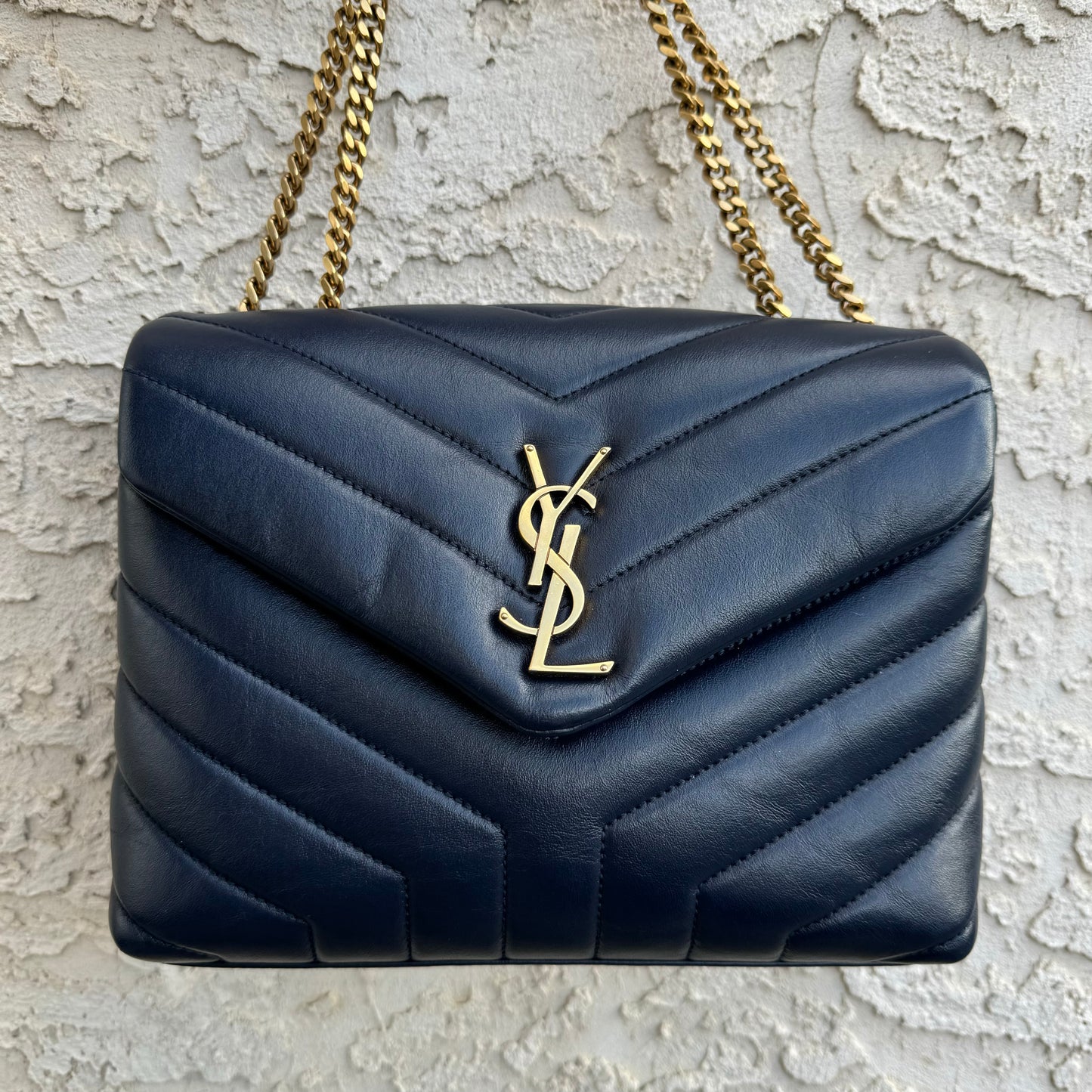 Saint Laurent Loulou Navy Small Chain Bag