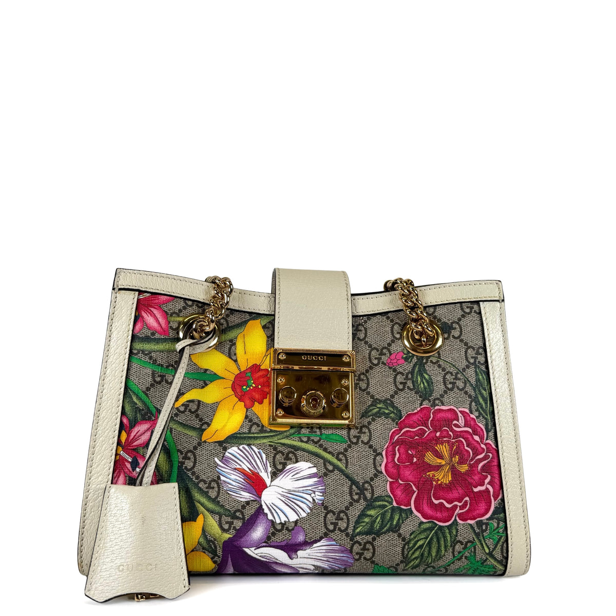 Gucci Padlock GG Supreme Flora Small Shoulder Bag