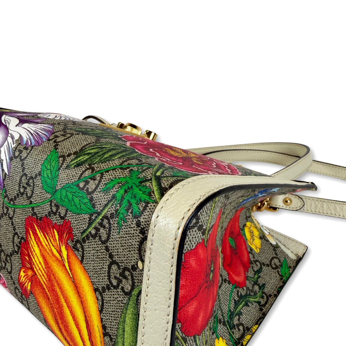 Gucci Padlock GG Supreme Flora Small Shoulder Bag