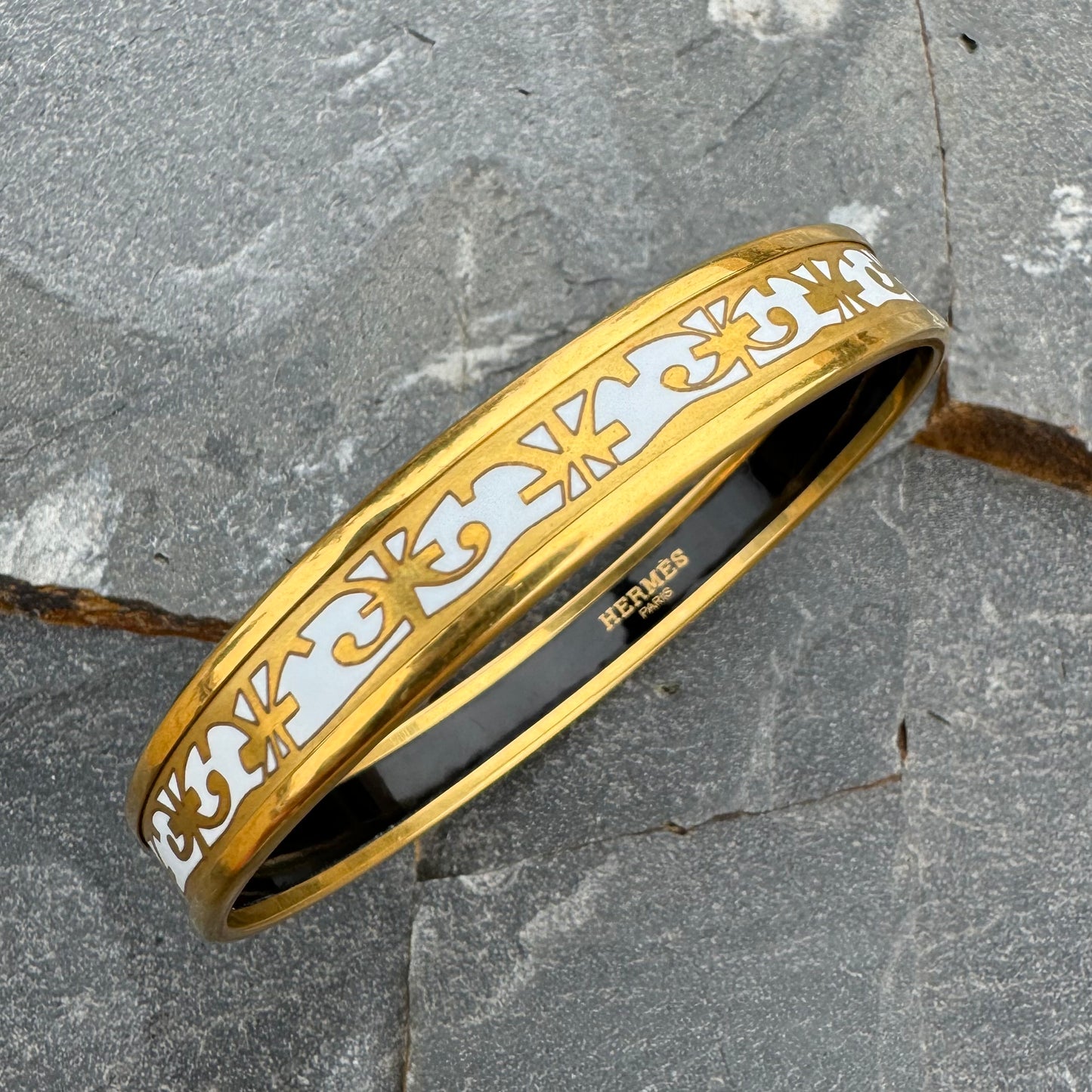 Hermès Balcons du Guadalquivir Enamel Bangle Bracelet