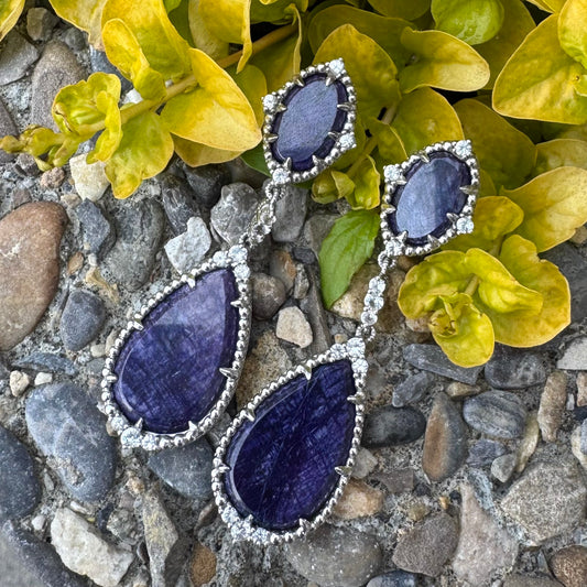 Judith Ripka Dyed Purple Quartz Drop Earrings
