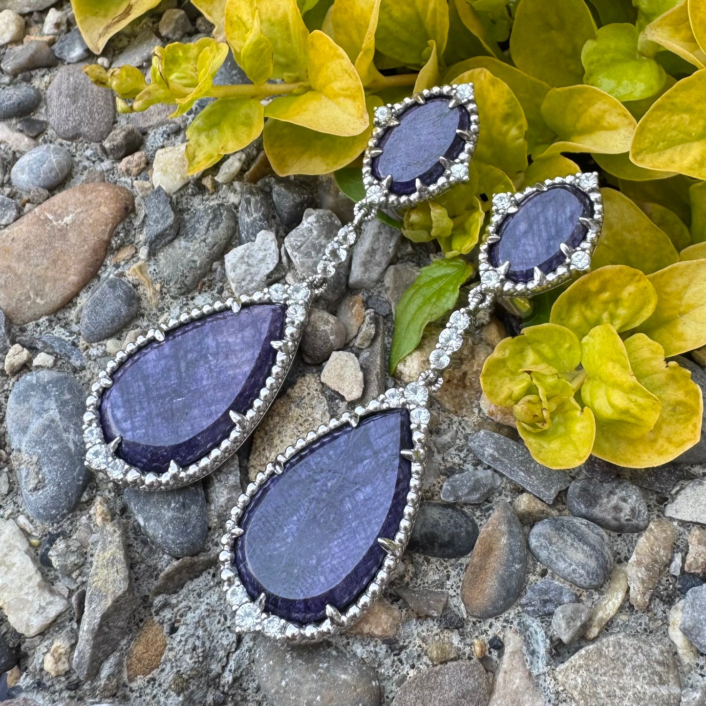 Judith Ripka Dyed Purple Quartz Drop Earrings