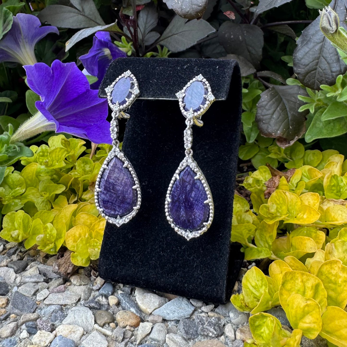 Judith Ripka Dyed Purple Quartz Drop Earrings