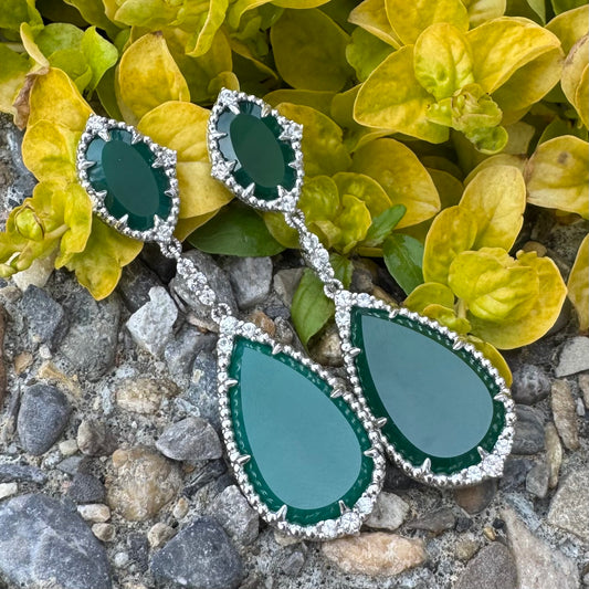 Judith Ripka Green Quartz Drop Earrings
