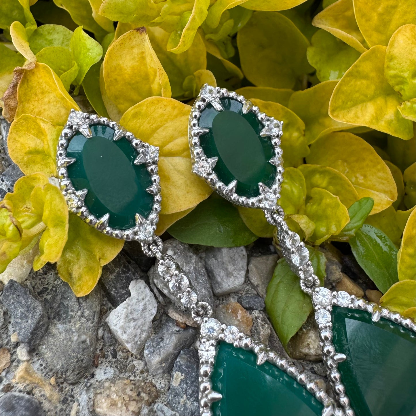 Judith Ripka Green Quartz Drop Earrings