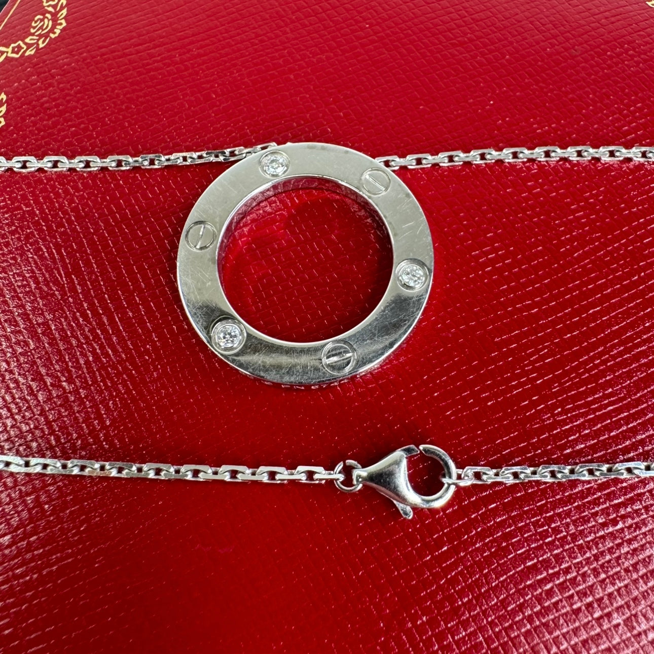 Cartier "Love" Circle Slider 18K White Gold Necklace