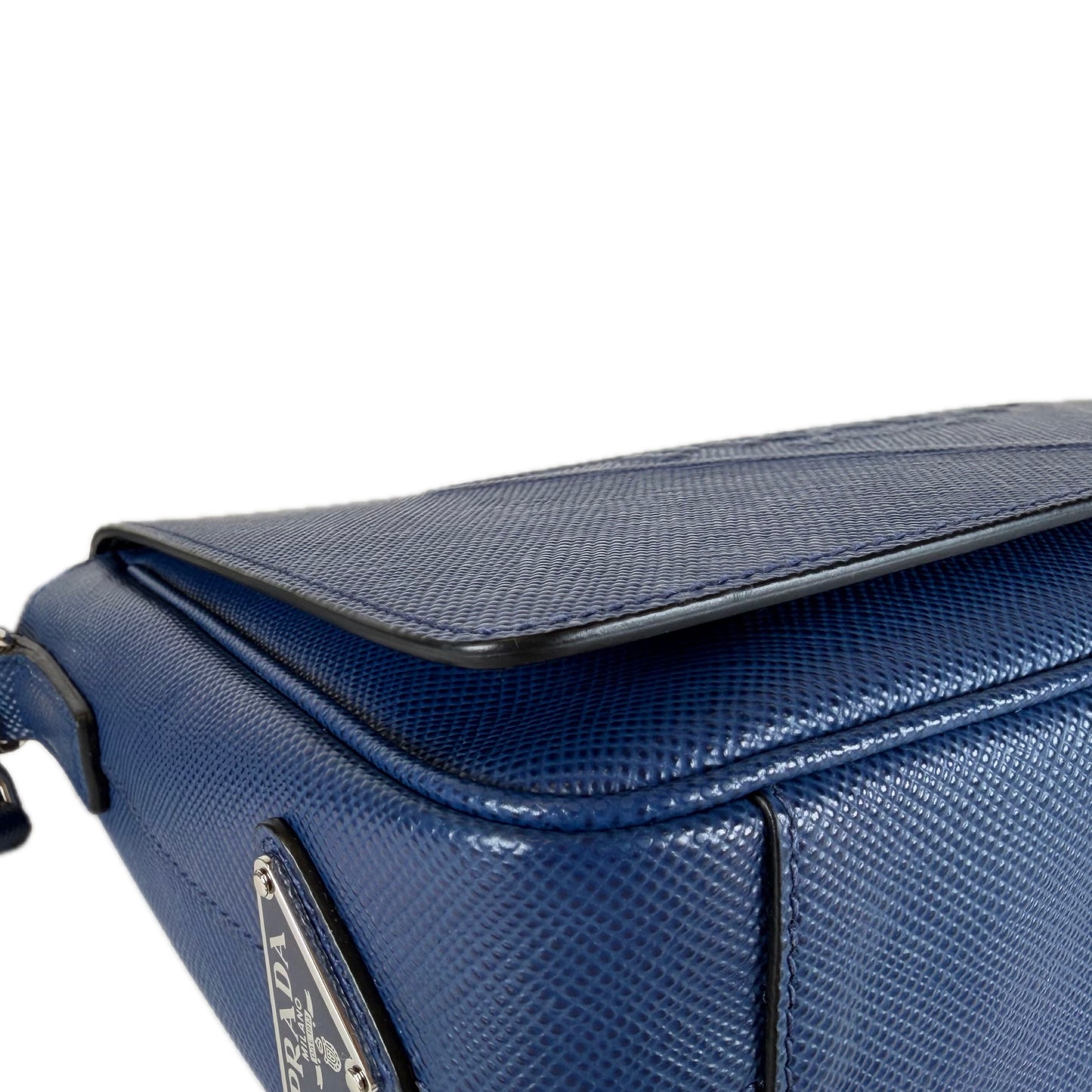 Prada Embossed Logo Saffiano Messenger Bag