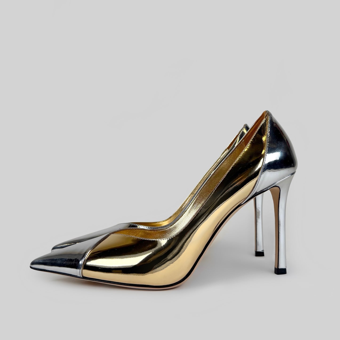 Jimmy Choo Silver & Gold Cass Pumps