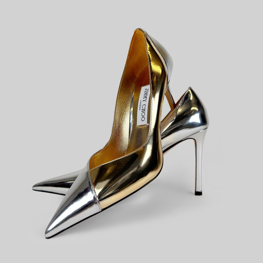 Jimmy Choo Silver & Gold Cass Pumps