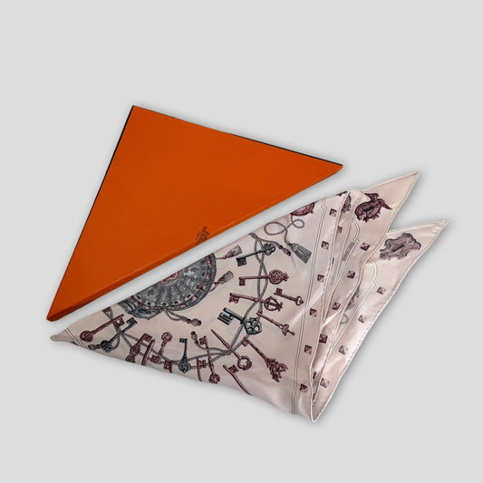 Hermès "Les Clés" Silk Triangle Scarf