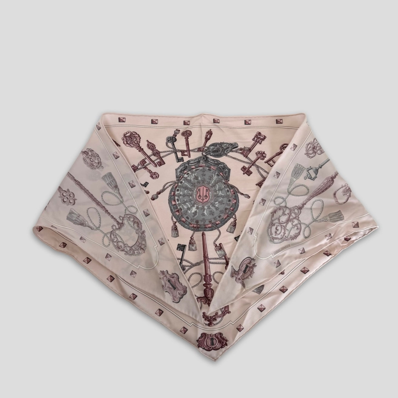 Hermès "Les Clés" Silk Triangle Scarf