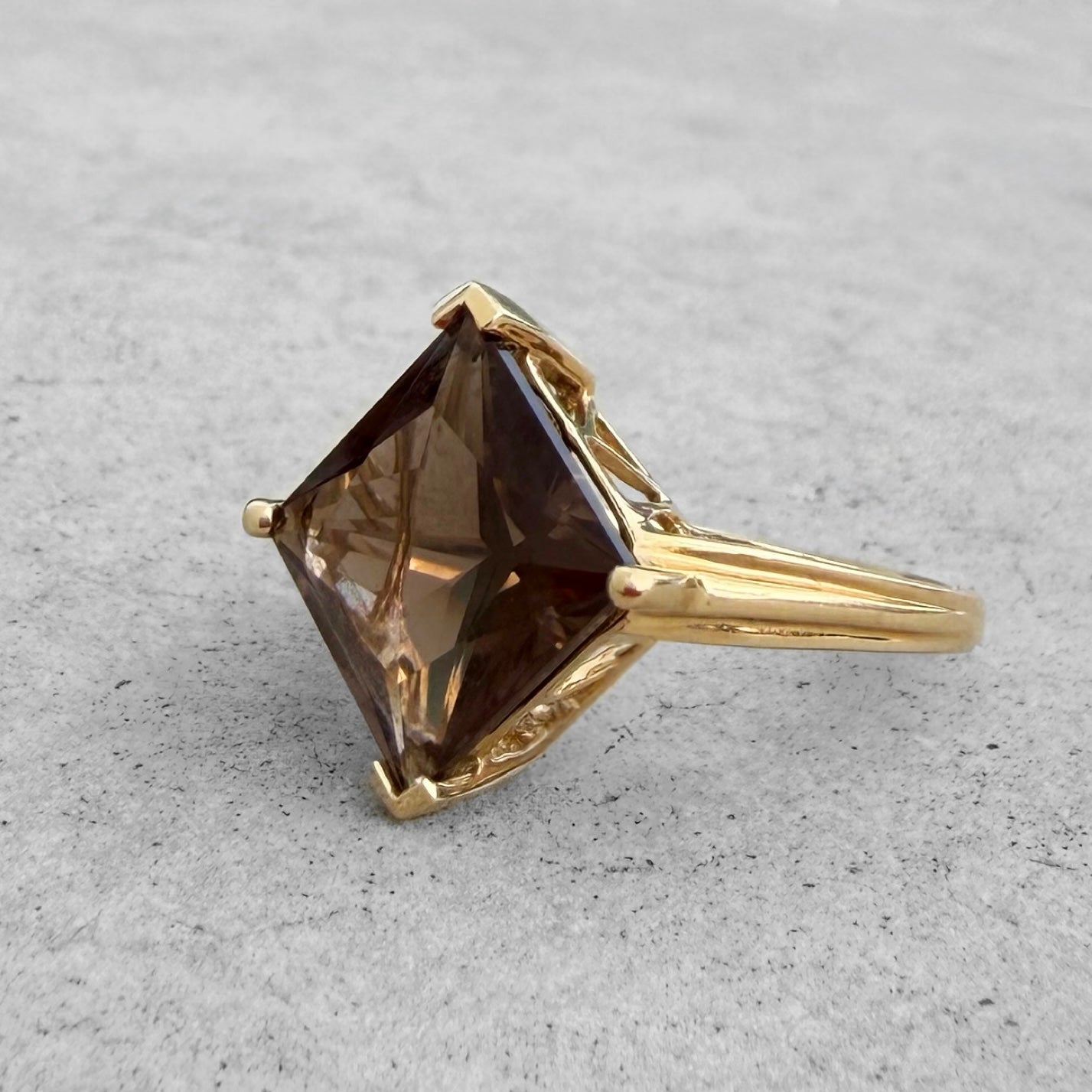 Custom Smoky Quartz Yellow Gold Ring