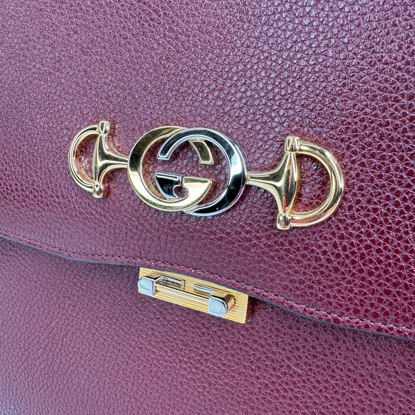 Gucci Zumi Horsebit Briefcase Burgundy Bag