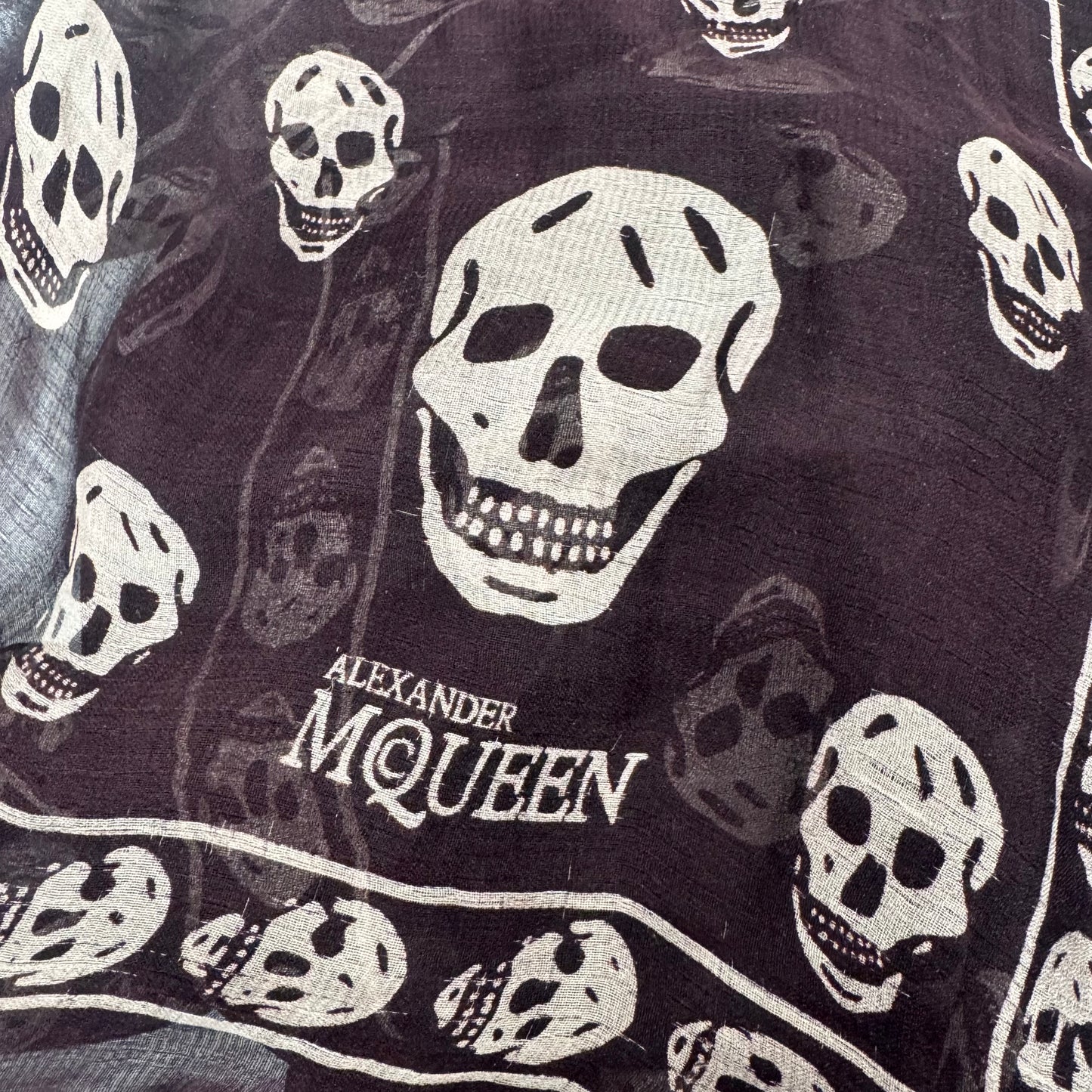 Alexander McQueen Burgundy Skull Scarf