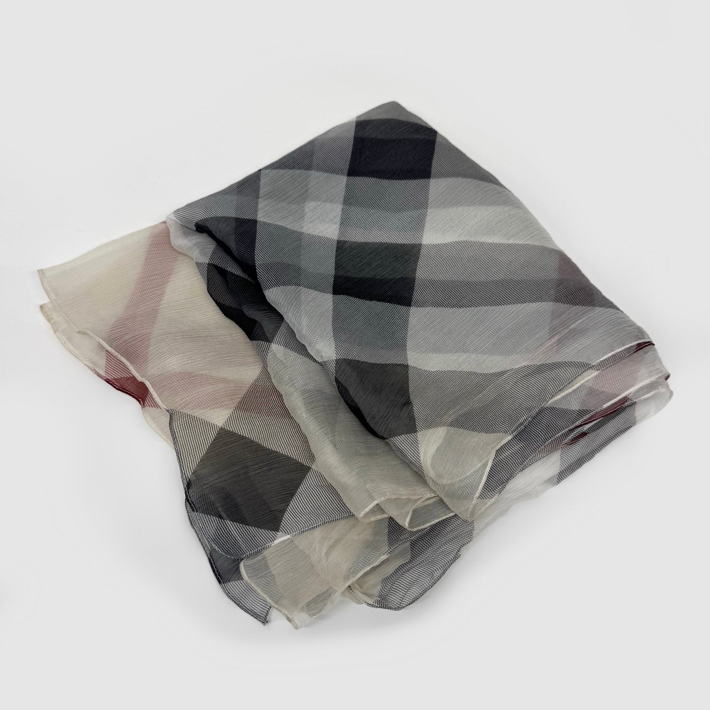 Burberry Silk Chiffon Check Scarf
