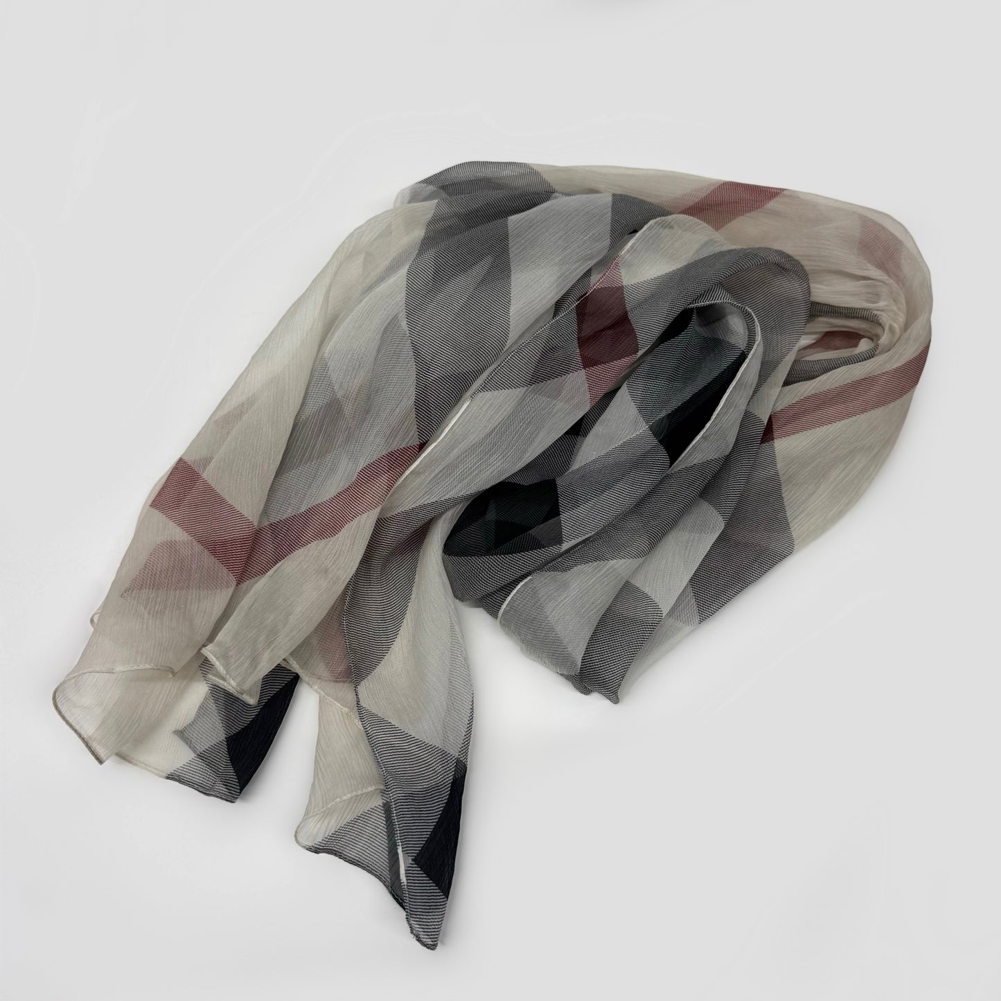 Burberry Silk Chiffon Check Scarf