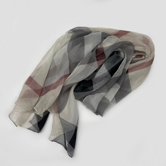 Burberry Silk Chiffon Check Scarf