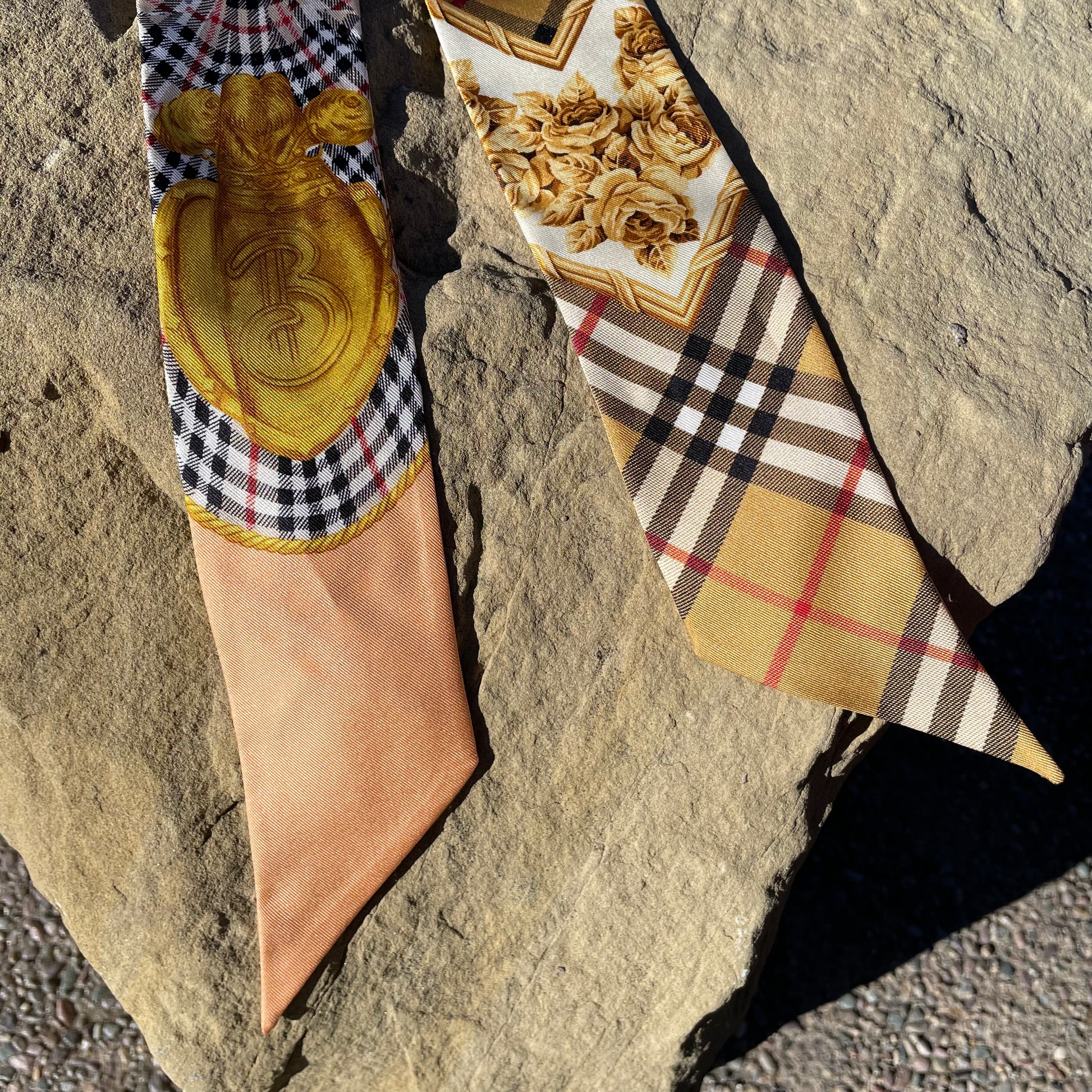 Burberry Multicolor Checked Silk Skinny Scarf